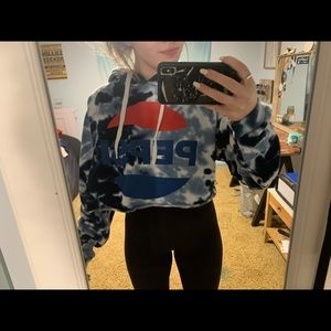 Pepsi acid wash cropped hoodie